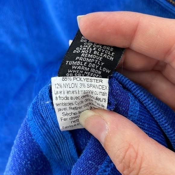 Sharagano ribbed velour zipper pockets mini dress in cobalt blue - Picture 6 of 8